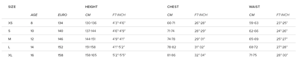 MYSTIC JUNIOR WETSUIT 24 0 Tabla de Tallas